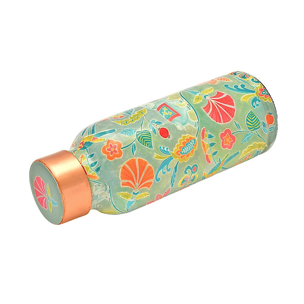 Mughal Printed  Pure Copper Water Bottle 950 ml