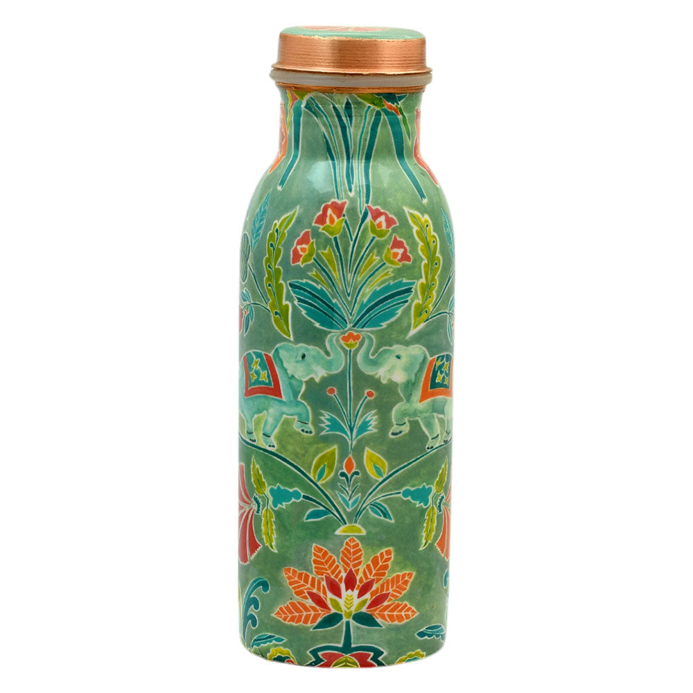 Mughal Printed  Pure Copper Water Bottle 500 ml & 750 ml