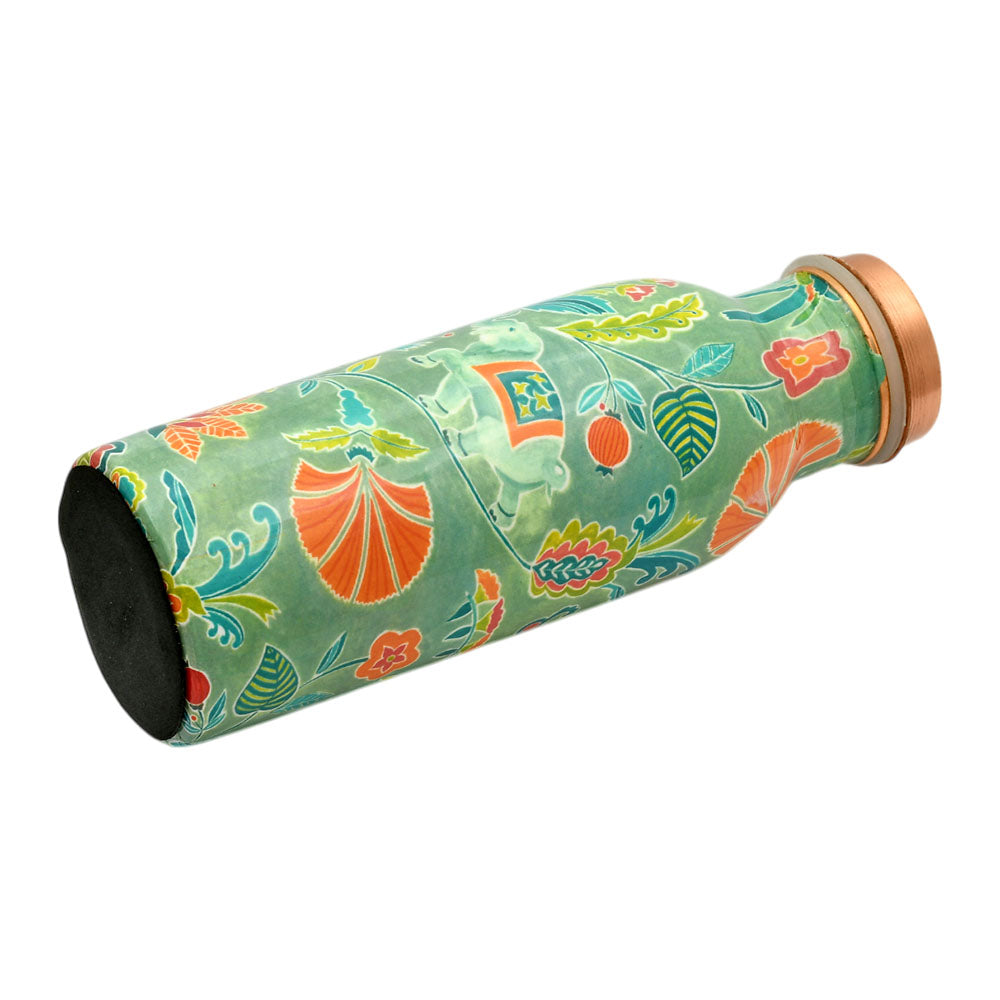 Mughal Printed  Pure Copper Water Bottle 500 ml