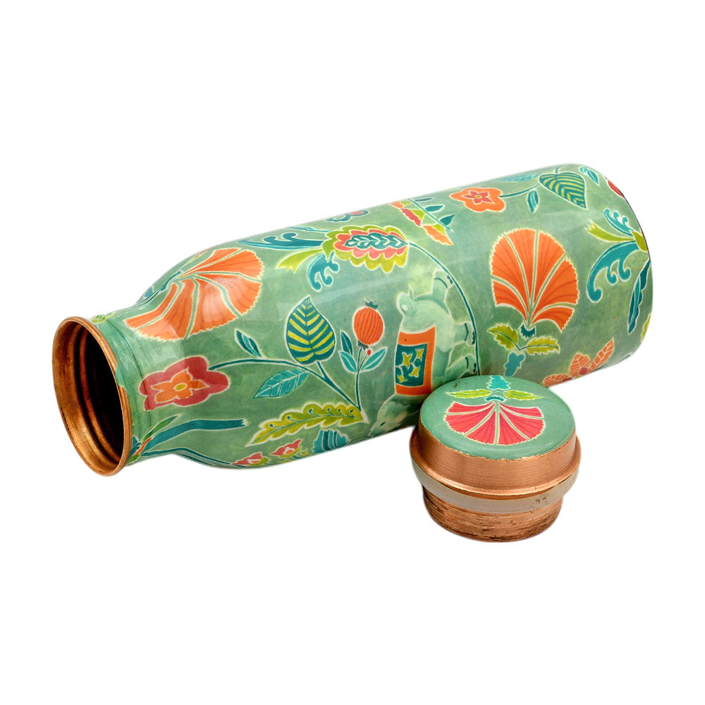Mughal Printed  Pure Copper Water Bottle 500 ml & 750 ml