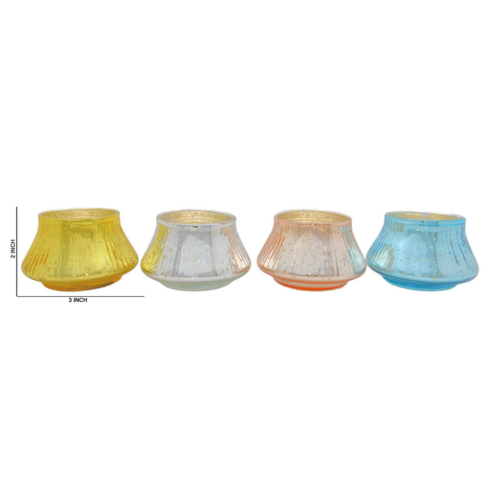 Mango Homes  Mercury Tealight Glass Candle Holder(Multicolour)Perfect for Home Decor