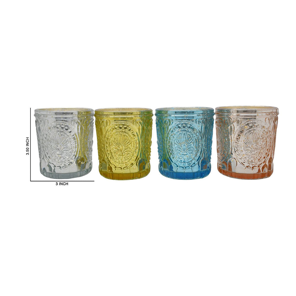 Mango Homes Designer Mercury Tealight Glass Candle Holder(Multicolour)Perfect for Home Decor