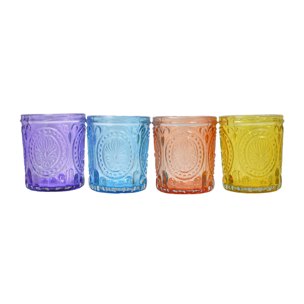 Mango Homes Simple Tealight Glass Candle Holder(Multicolour)Perfect for Home Decor