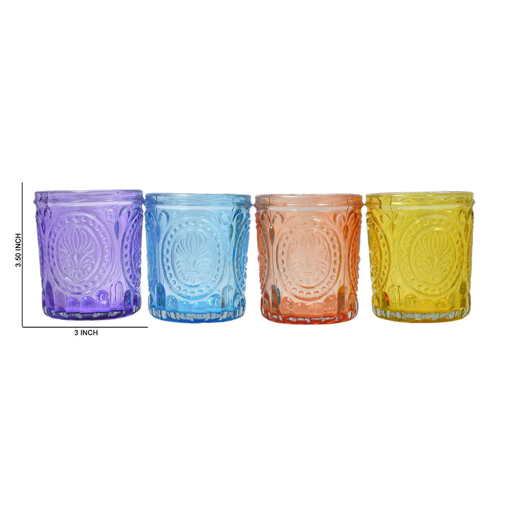 Mango Homes Simple Tealight Glass Candle Holder(Multicolour)Perfect for Home Decor