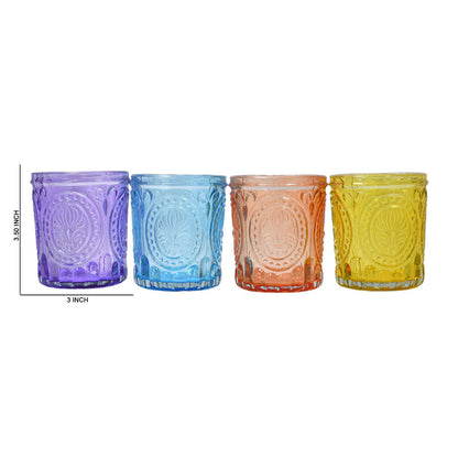 Mango Homes Simple Tealight Glass Candle Holder(Multicolour)Perfect for Home Decor