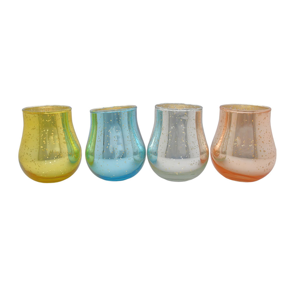 Mango Homes Trendy Mercury Tealight Glass Candle Holder(Multicolour)Perfect for Home Decor