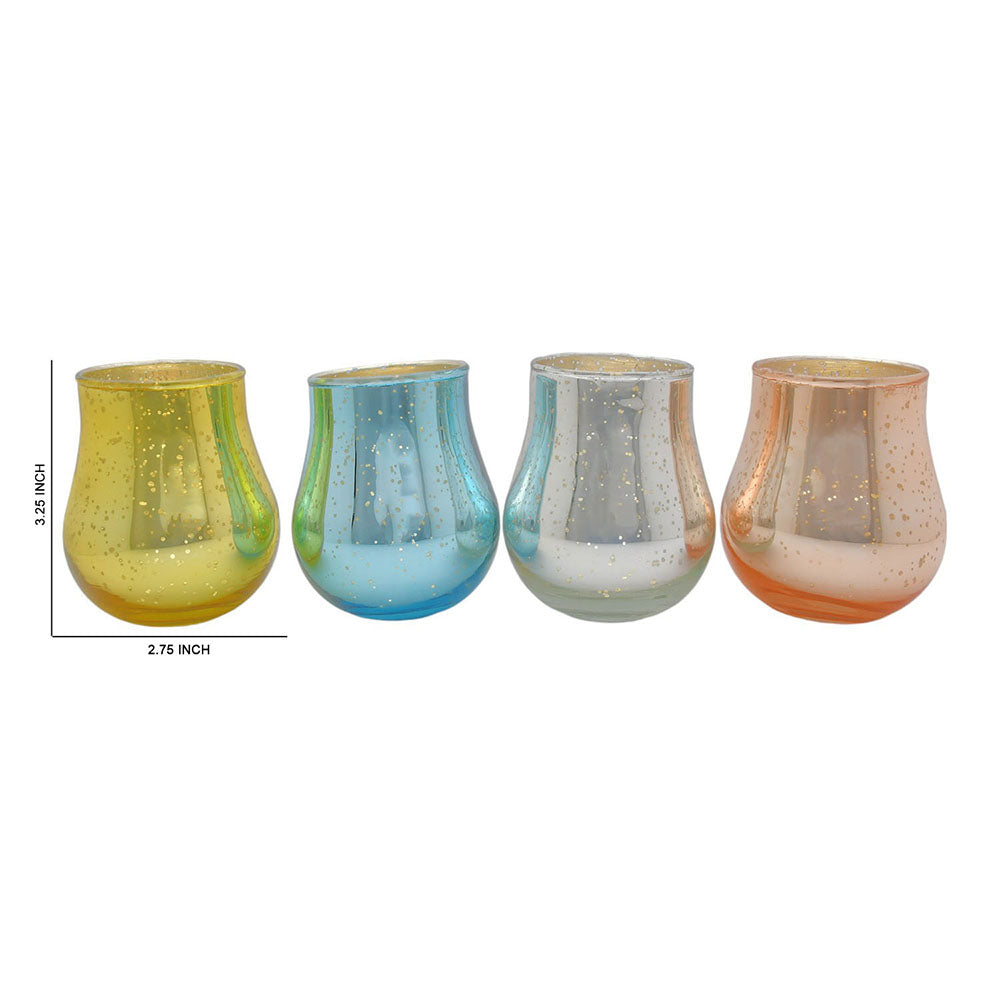 Mango Homes Trendy Mercury Tealight Glass Candle Holder(Multicolour)Perfect for Home Decor