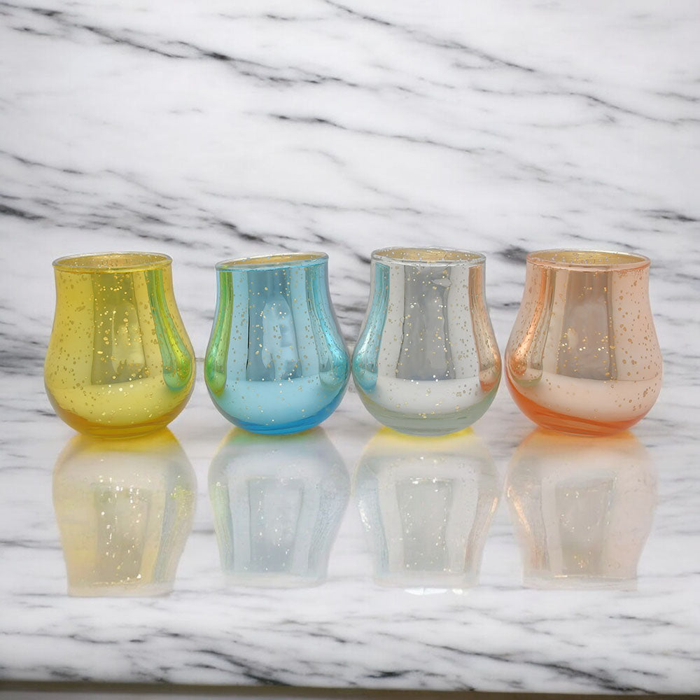 Mango Homes Trendy Mercury Tealight Glass Candle Holder(Multicolour)Perfect for Home Decor