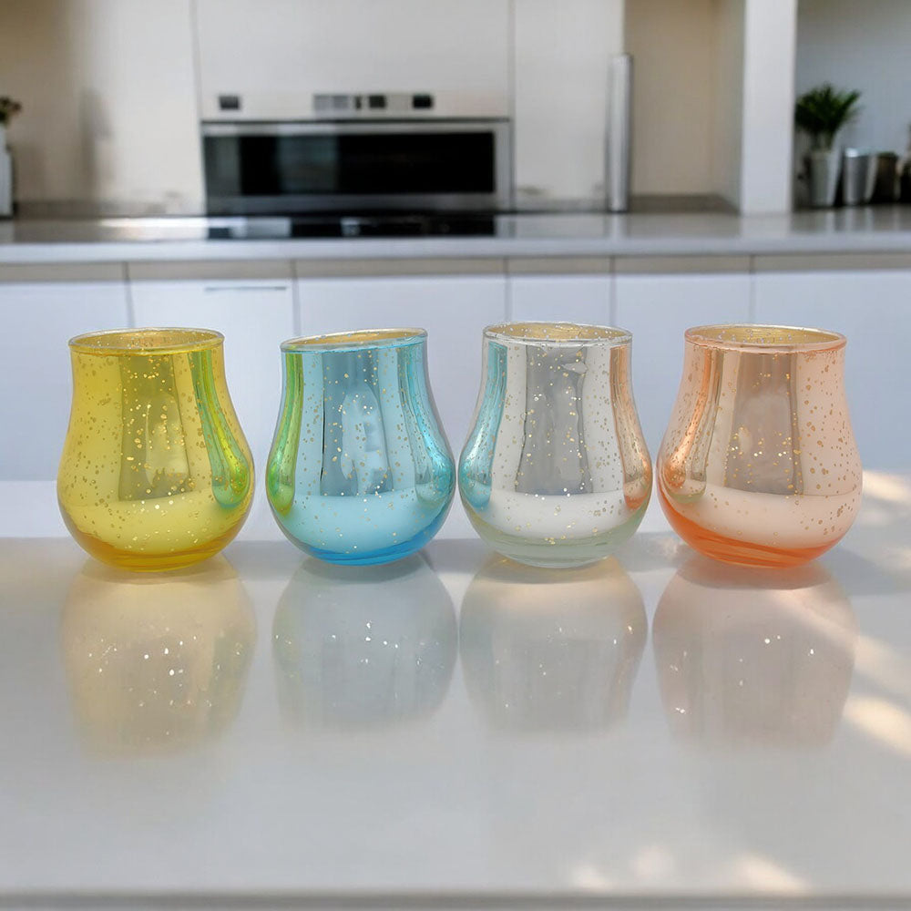 Mango Homes Trendy Mercury Tealight Glass Candle Holder(Multicolour)Perfect for Home Decor