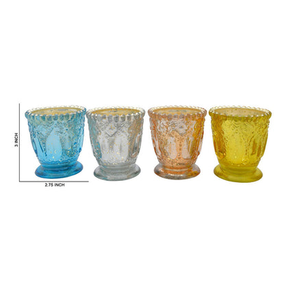 Mango Homes Fancy Mercury Tealight Glass Candle Holder(Multicolour)Perfect for Home Decor