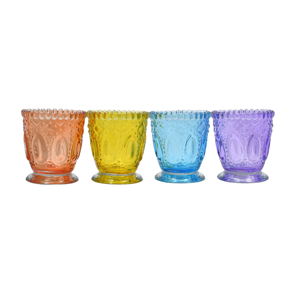 Mango Homes Latest Design Tealight Glass Candle Holder(Multicolour)Perfect for Home Decor