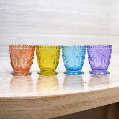 Mango Homes Latest Design Tealight Glass Candle Holder(Multicolour)Perfect for Home Decor