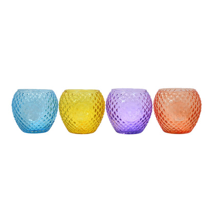 Mango Homes New Design Tealight Glass Candle Holder(Multicolour)Perfect for Home Decor