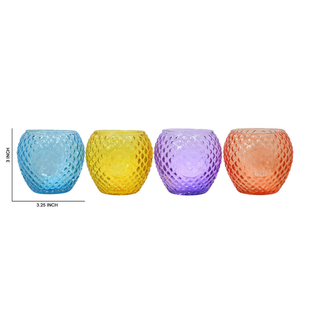 Mango Homes New Design Tealight Glass Candle Holder(Multicolour)Perfect for Home Decor