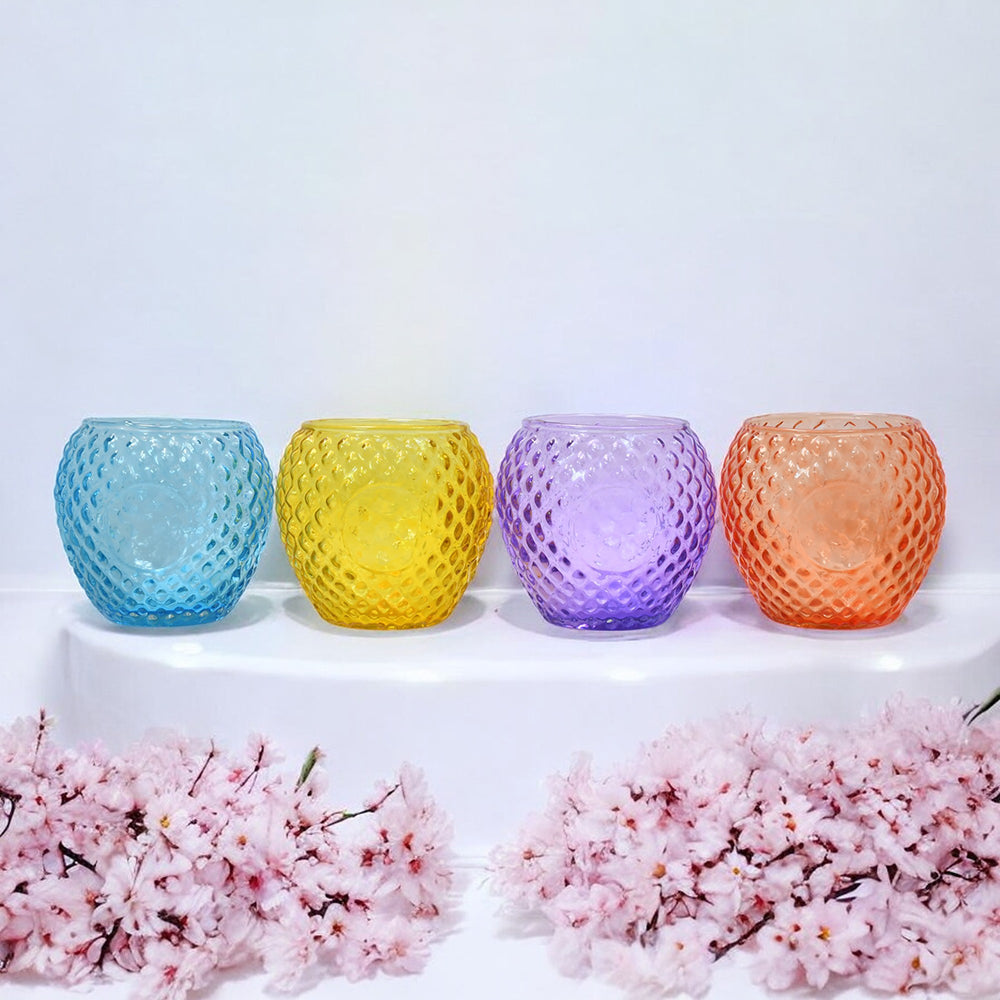 Mango Homes New Design Tealight Glass Candle Holder(Multicolour)Perfect for Home Decor