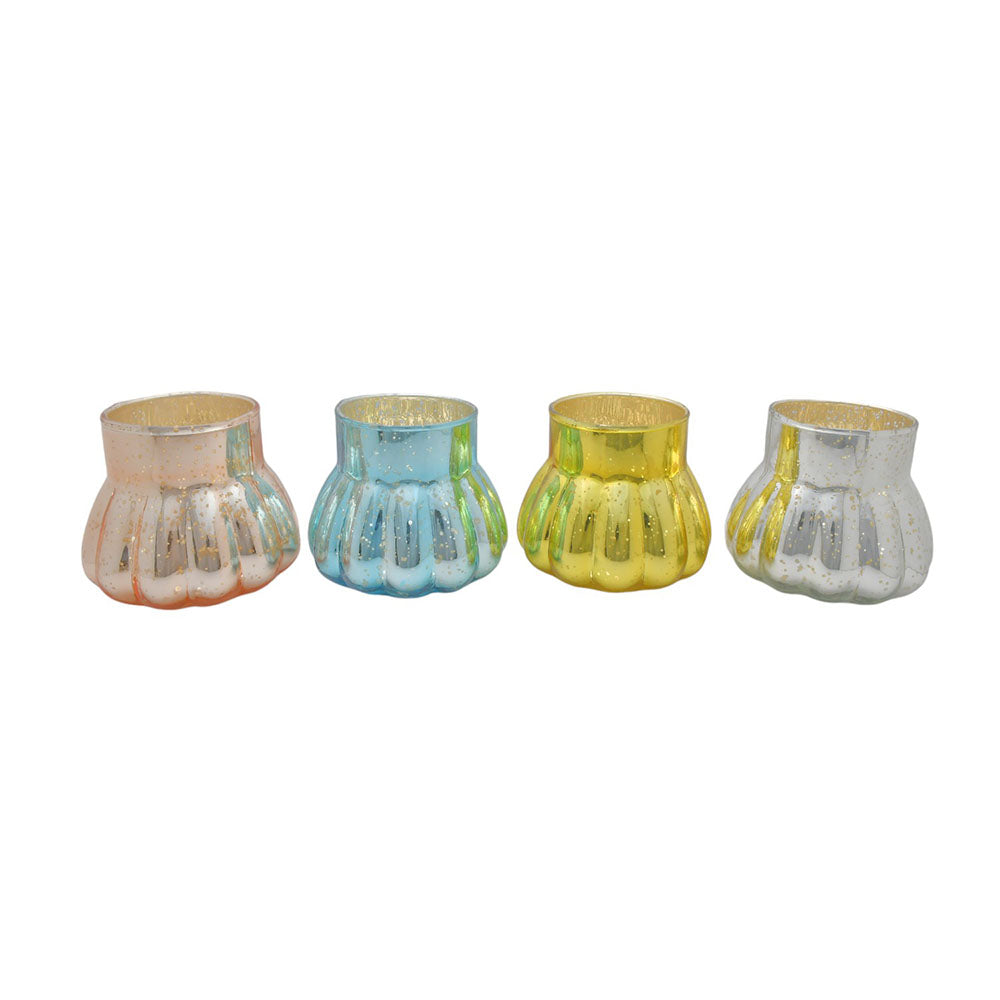Mango Homes Beautiful Mercury Tealight Glass Candle Holder(Multicolour)Perfect for Home Decor