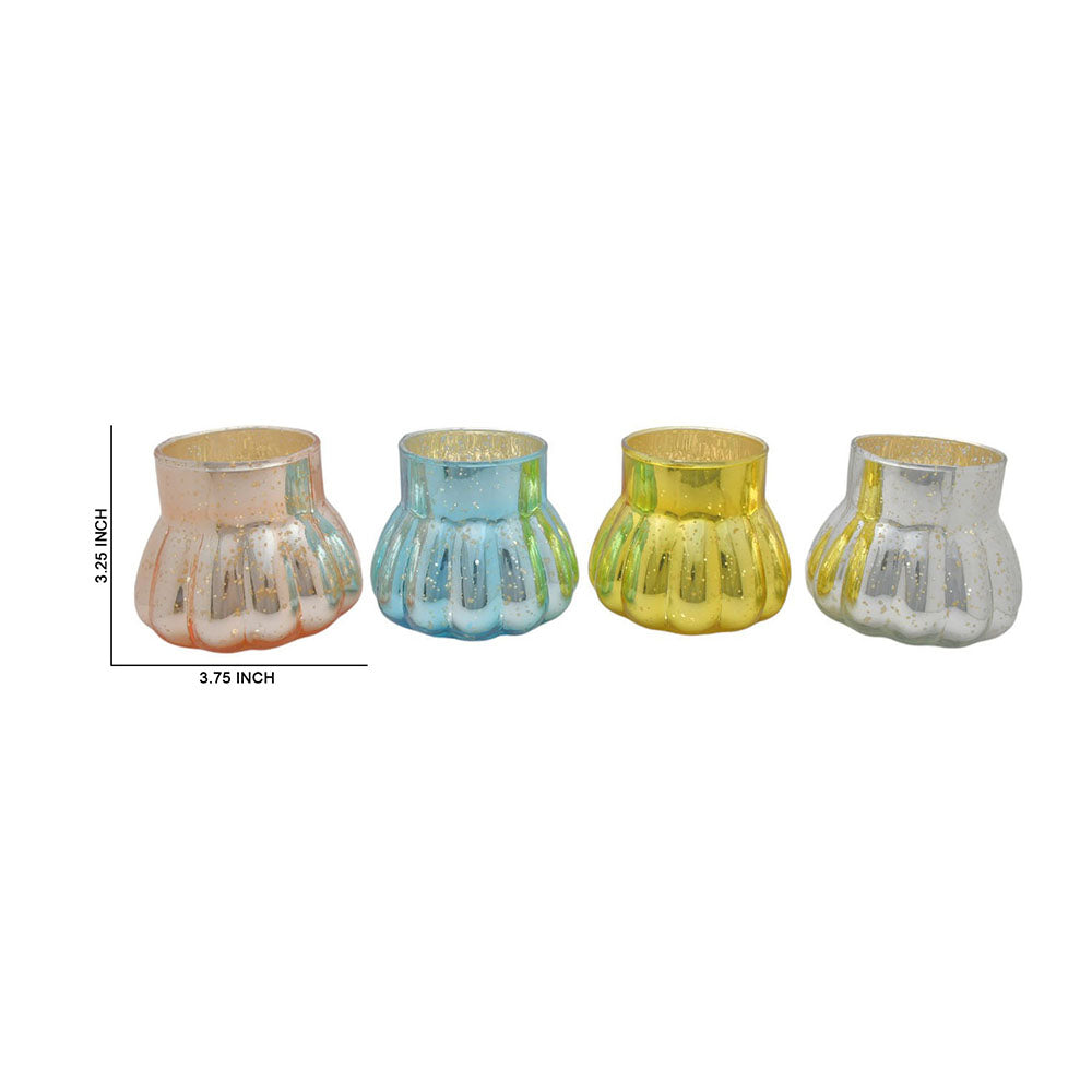 Mango Homes Beautiful Mercury Tealight Glass Candle Holder(Multicolour)Perfect for Home Decor