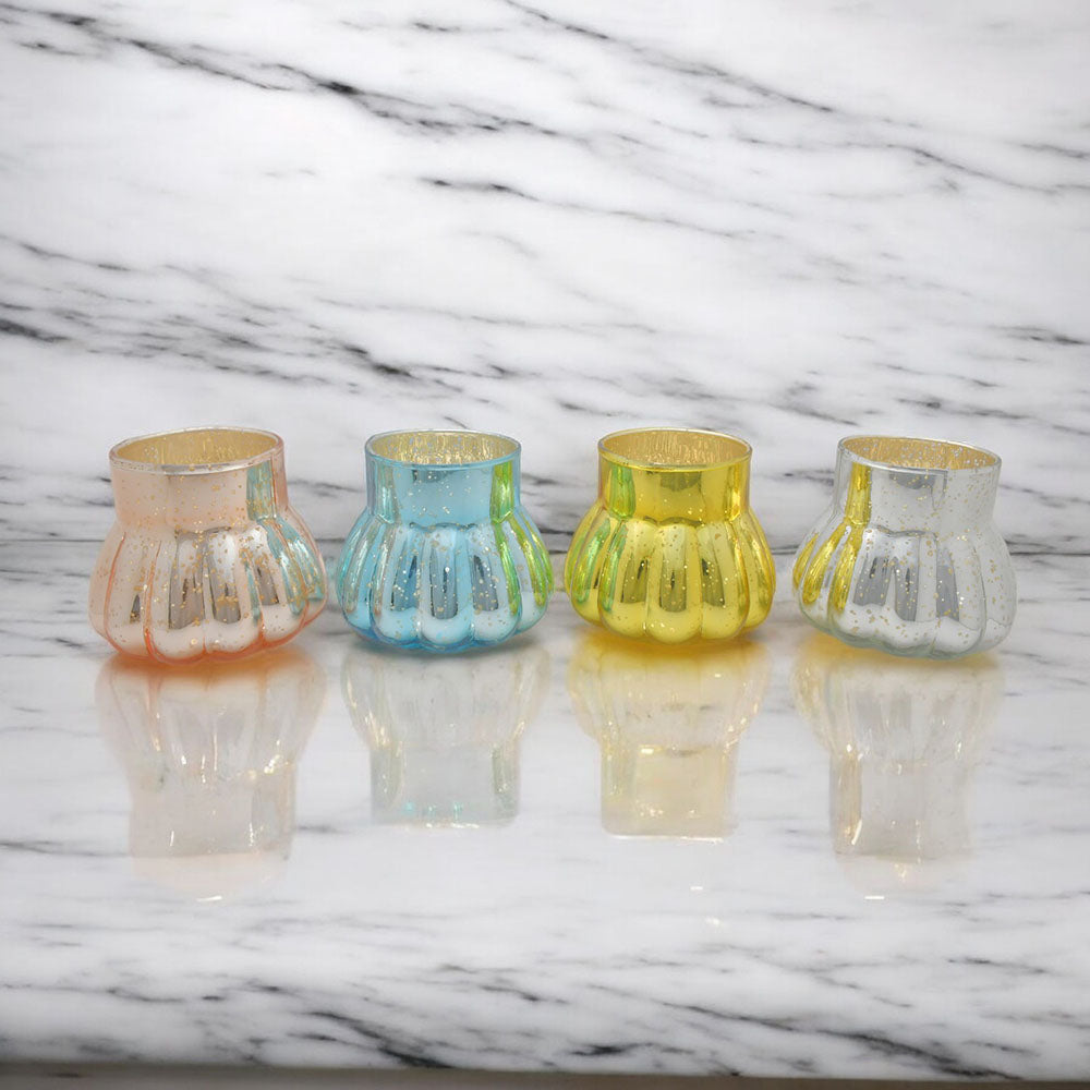 Mango Homes Beautiful Mercury Tealight Glass Candle Holder(Multicolour)Perfect for Home Decor