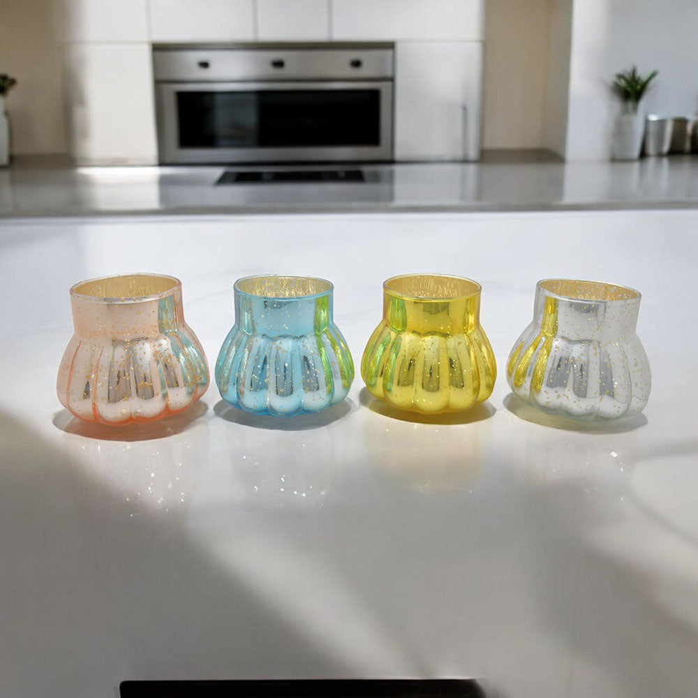 Mango Homes Beautiful Mercury Tealight Glass Candle Holder(Multicolour)Perfect for Home Decor