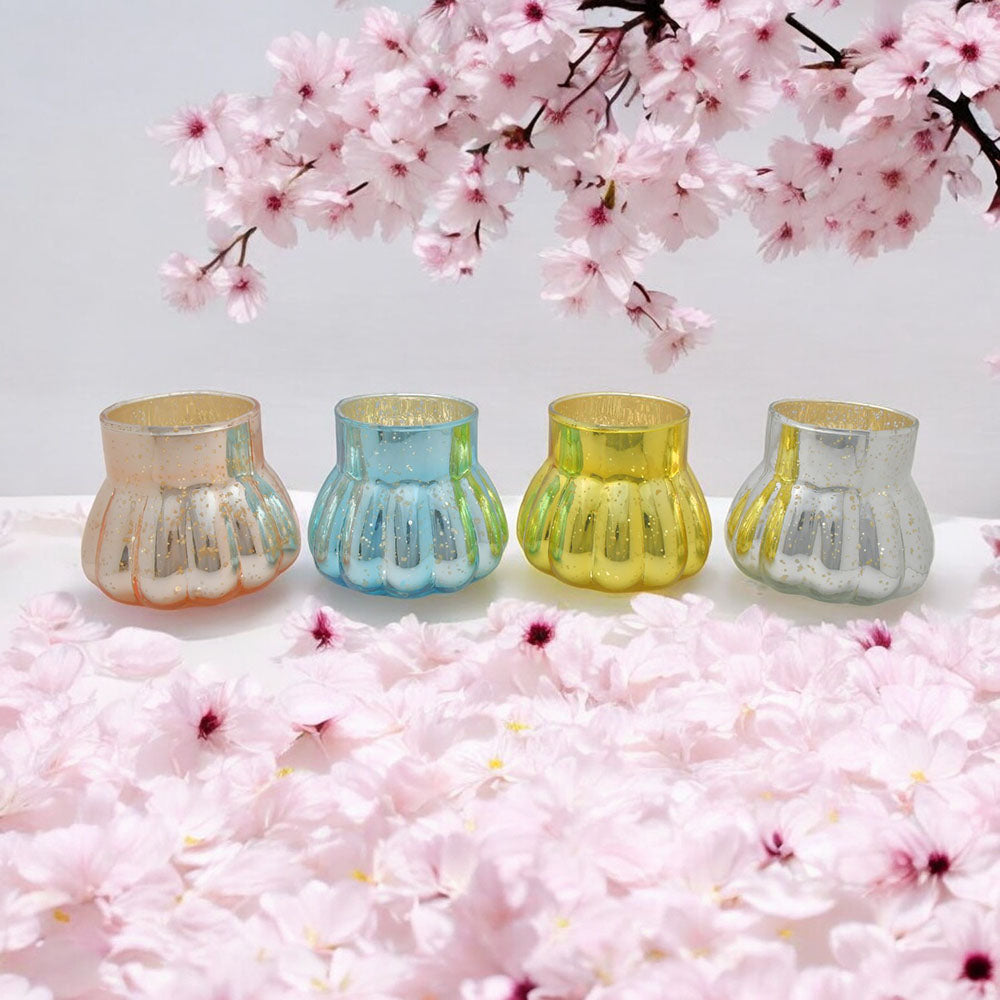 Mango Homes Beautiful Mercury Tealight Glass Candle Holder(Multicolour)Perfect for Home Decor