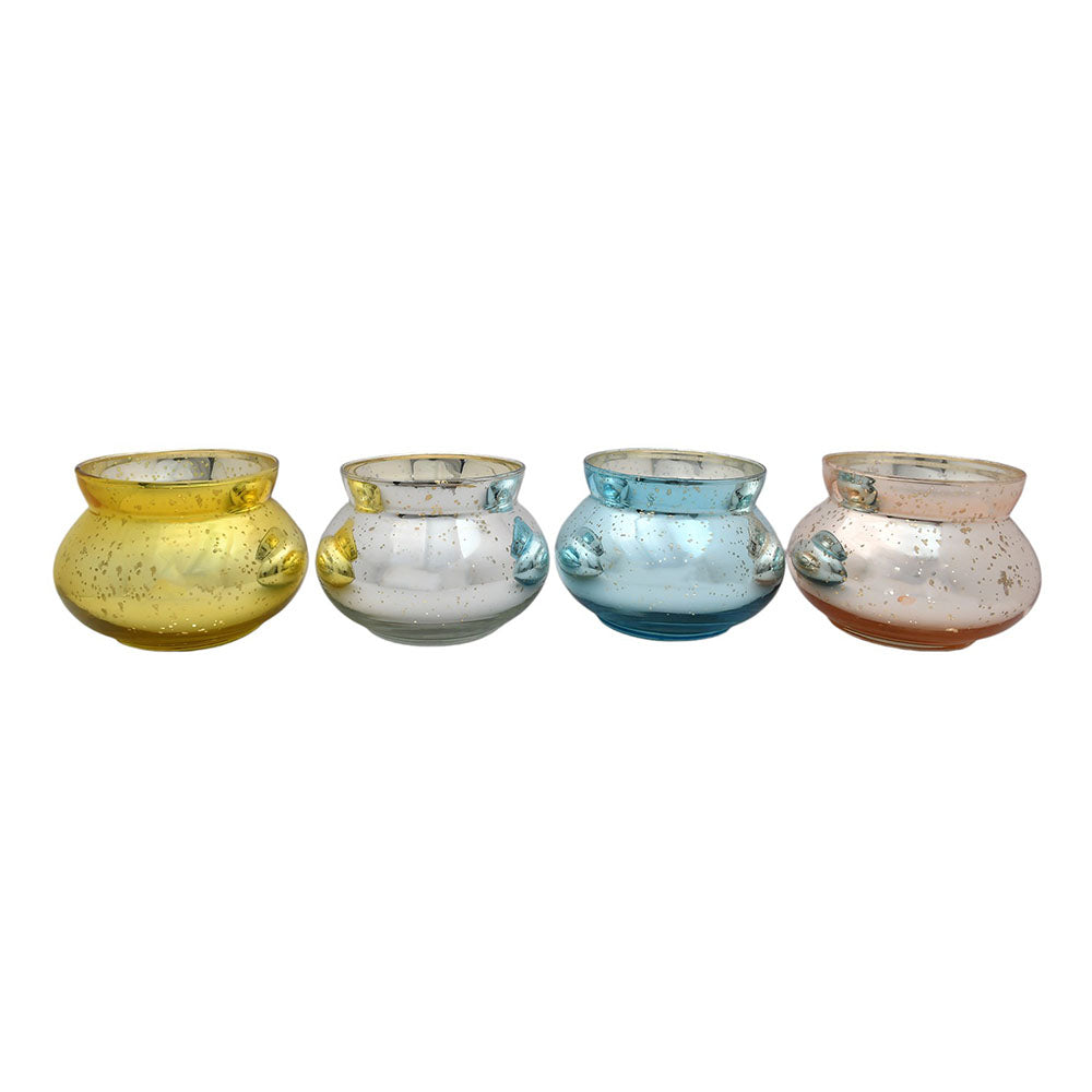 Mango Homes Newest Fancy Mercury Tealight Glass Candle Holder(Multicolour)Perfect for Home Decor