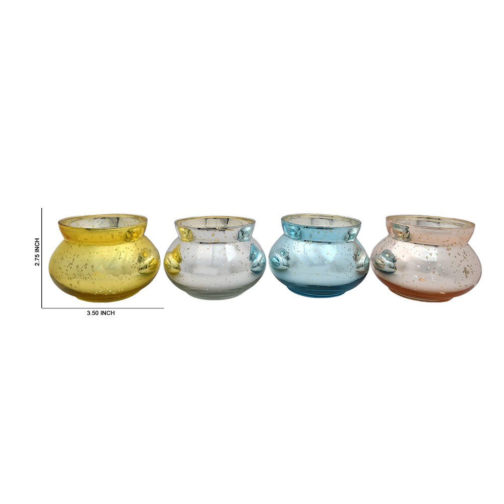 Mango Homes Newest Fancy Mercury Tealight Glass Candle Holder(Multicolour)Perfect for Home Decor