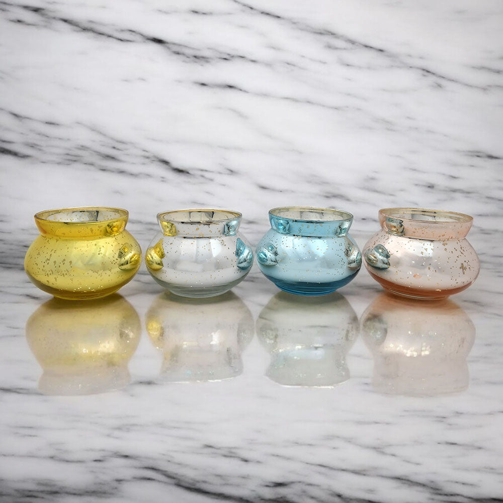 Mango Homes Newest Fancy Mercury Tealight Glass Candle Holder(Multicolour)Perfect for Home Decor