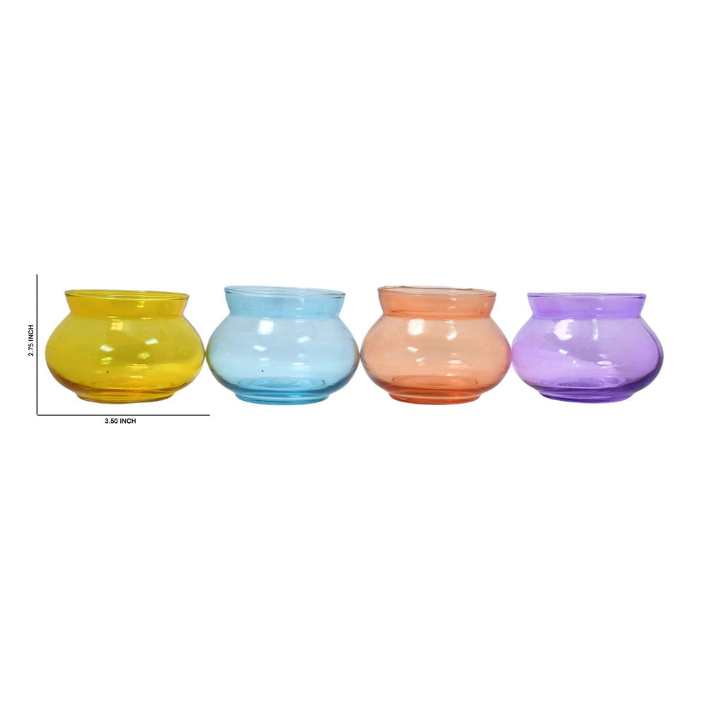 Mango Homes Round Plain Tealight Glass Candle Holder(Multicolour)Perfect for Home Decor