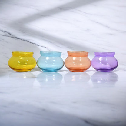 Mango Homes Round Plain Tealight Glass Candle Holder(Multicolour)Perfect for Home Decor