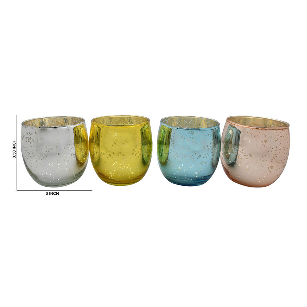 Mango Homes  Mercury Tealight Glass Candle Holder(Multicolour)Perfect for Home Decor,Birthday