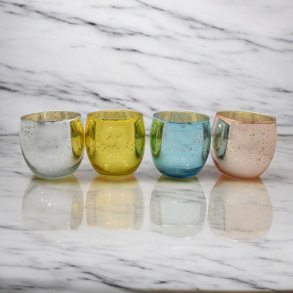 Mango Homes  Mercury Tealight Glass Candle Holder(Multicolour)Perfect for Home Decor,Birthday