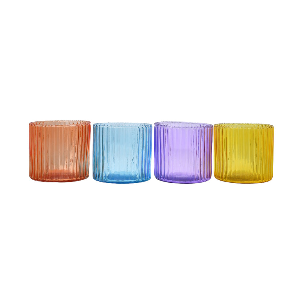 Mango Homes Fancy Plain Tealight Glass Candle Holder(Multicolour)Perfect for Home Decor