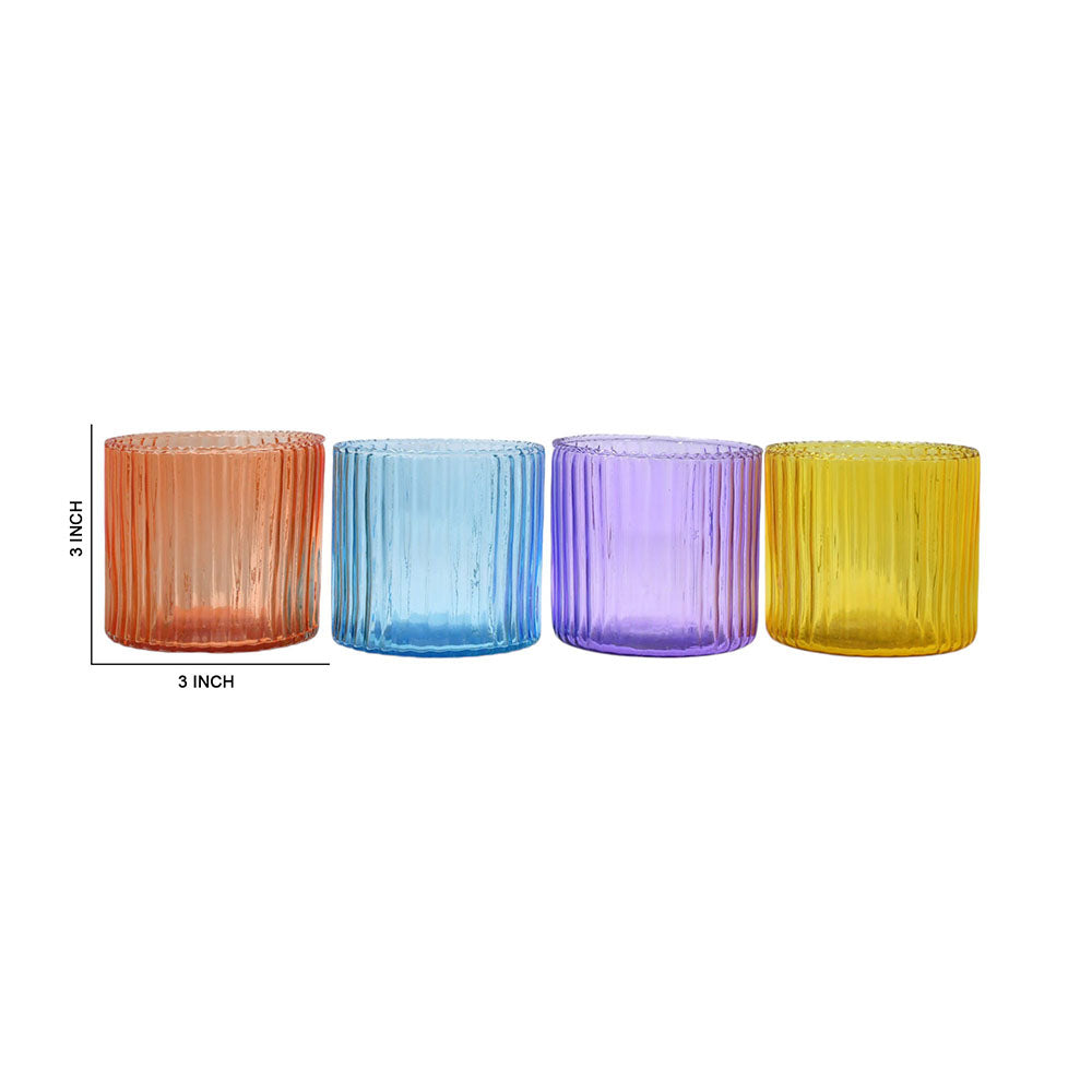 Mango Homes Fancy Plain Tealight Glass Candle Holder(Multicolour)Perfect for Home Decor