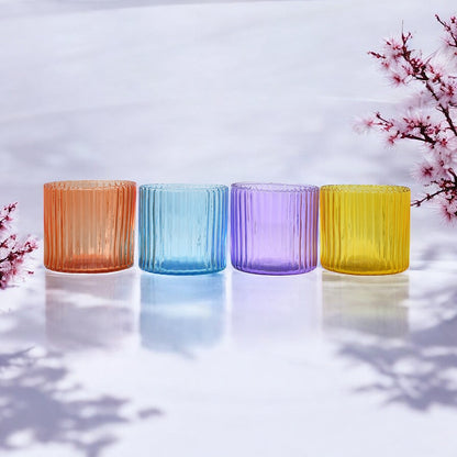 Mango Homes Fancy Plain Tealight Glass Candle Holder(Multicolour)Perfect for Home Decor