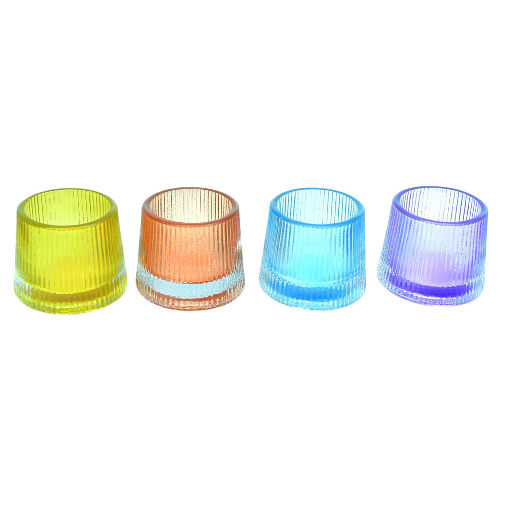 Mango Homes Plain Tealight Glass Candle Holder(Multicolour)Perfect for Home Decor