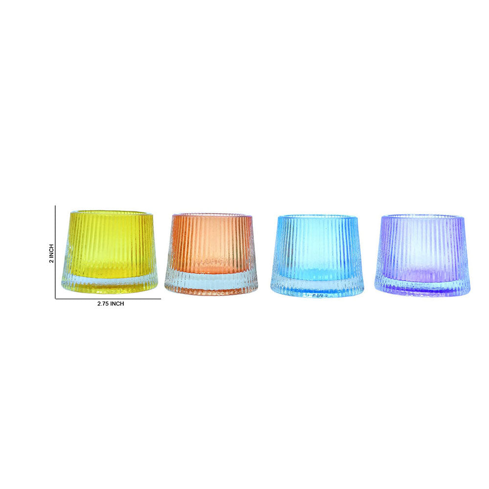 Mango Homes Plain Tealight Glass Candle Holder(Multicolour)Perfect for Home Decor