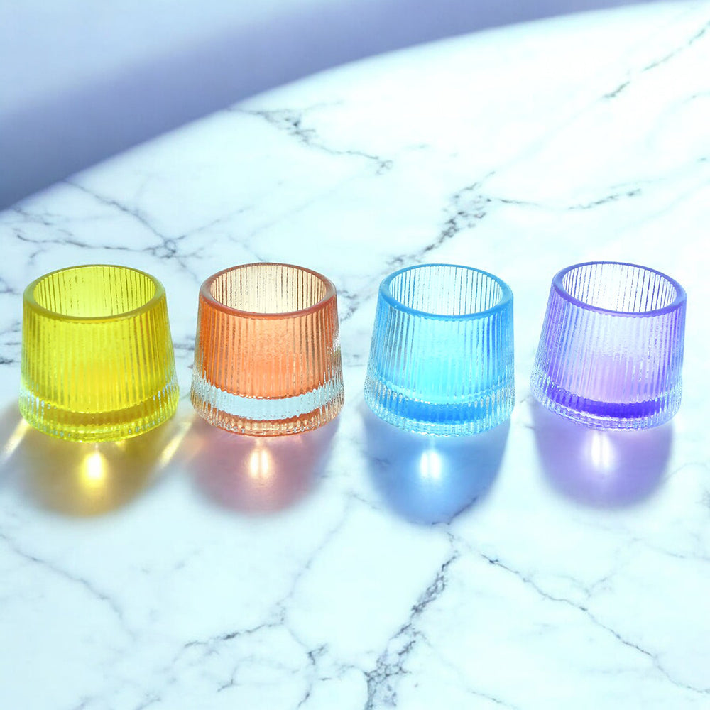 Mango Homes Plain Tealight Glass Candle Holder(Multicolour)Perfect for Home Decor