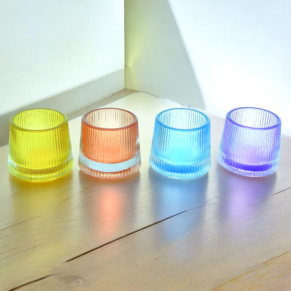 Mango Homes Plain Tealight Glass Candle Holder(Multicolour)Perfect for Home Decor