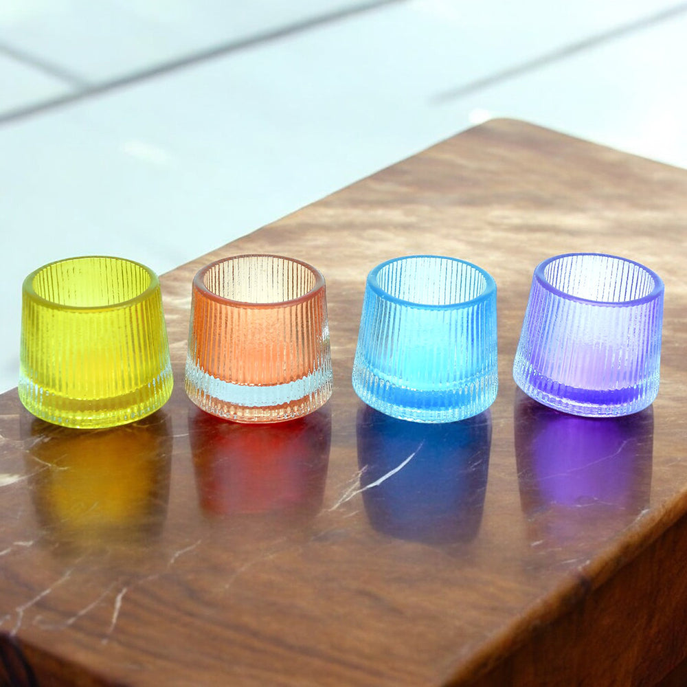 Mango Homes Plain Tealight Glass Candle Holder(Multicolour)Perfect for Home Decor