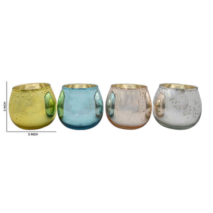 Mango Homes Latest Mercury Tealight Glass Candle Holder(Multicolour)Perfect for Home Decor