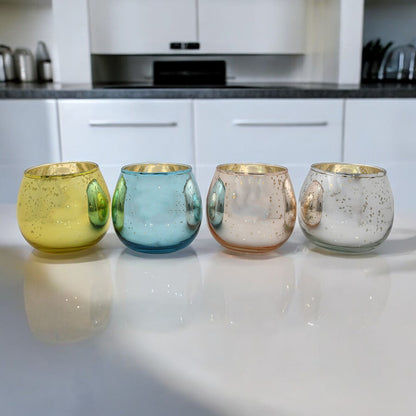 Mango Homes Latest Mercury Tealight Glass Candle Holder(Multicolour)Perfect for Home Decor