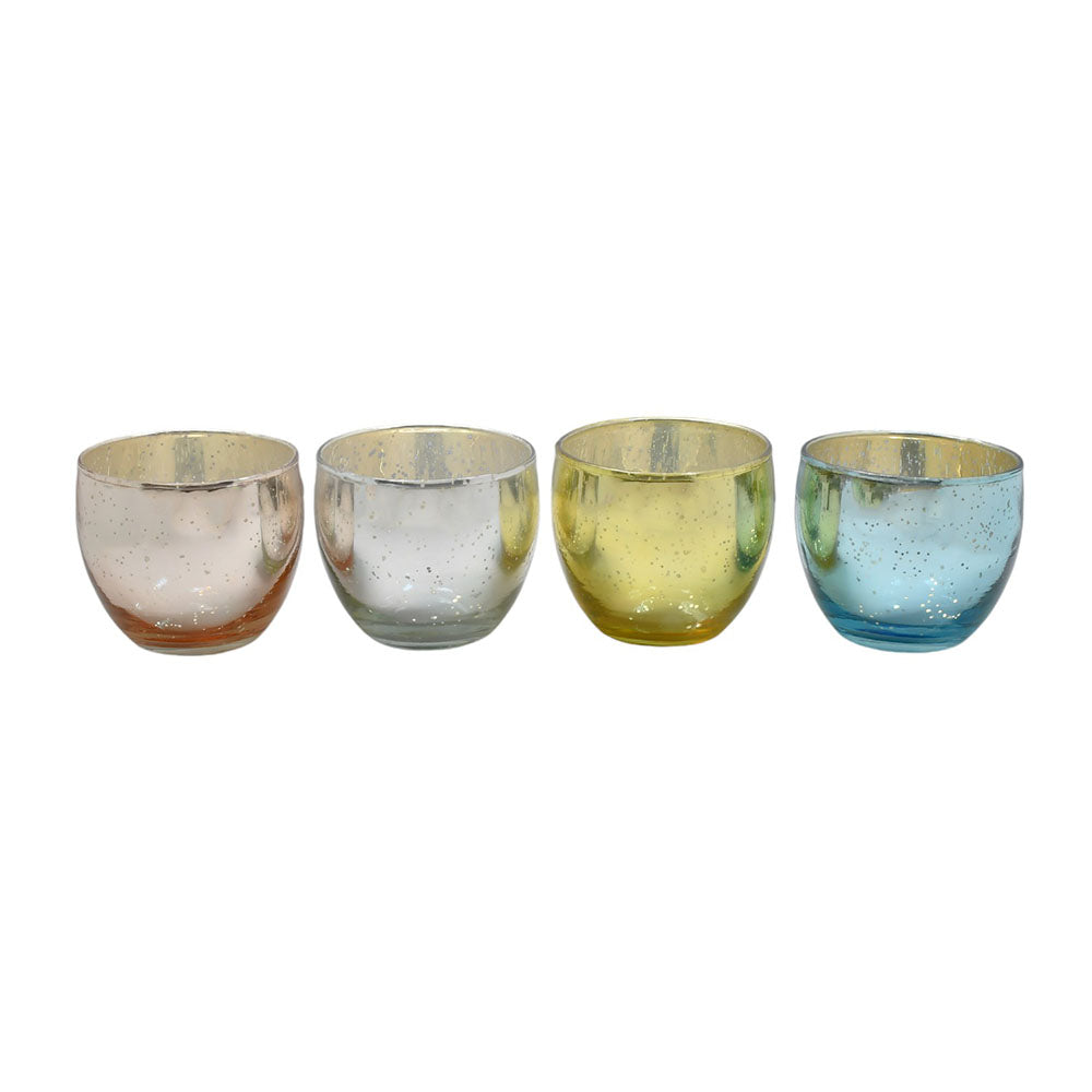 Mango Homes  Pretty Mercury Tealight Glass Candle Holder(Multicolour)Perfect for Home Decor