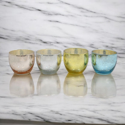 Mango Homes  Pretty Mercury Tealight Glass Candle Holder(Multicolour)Perfect for Home Decor