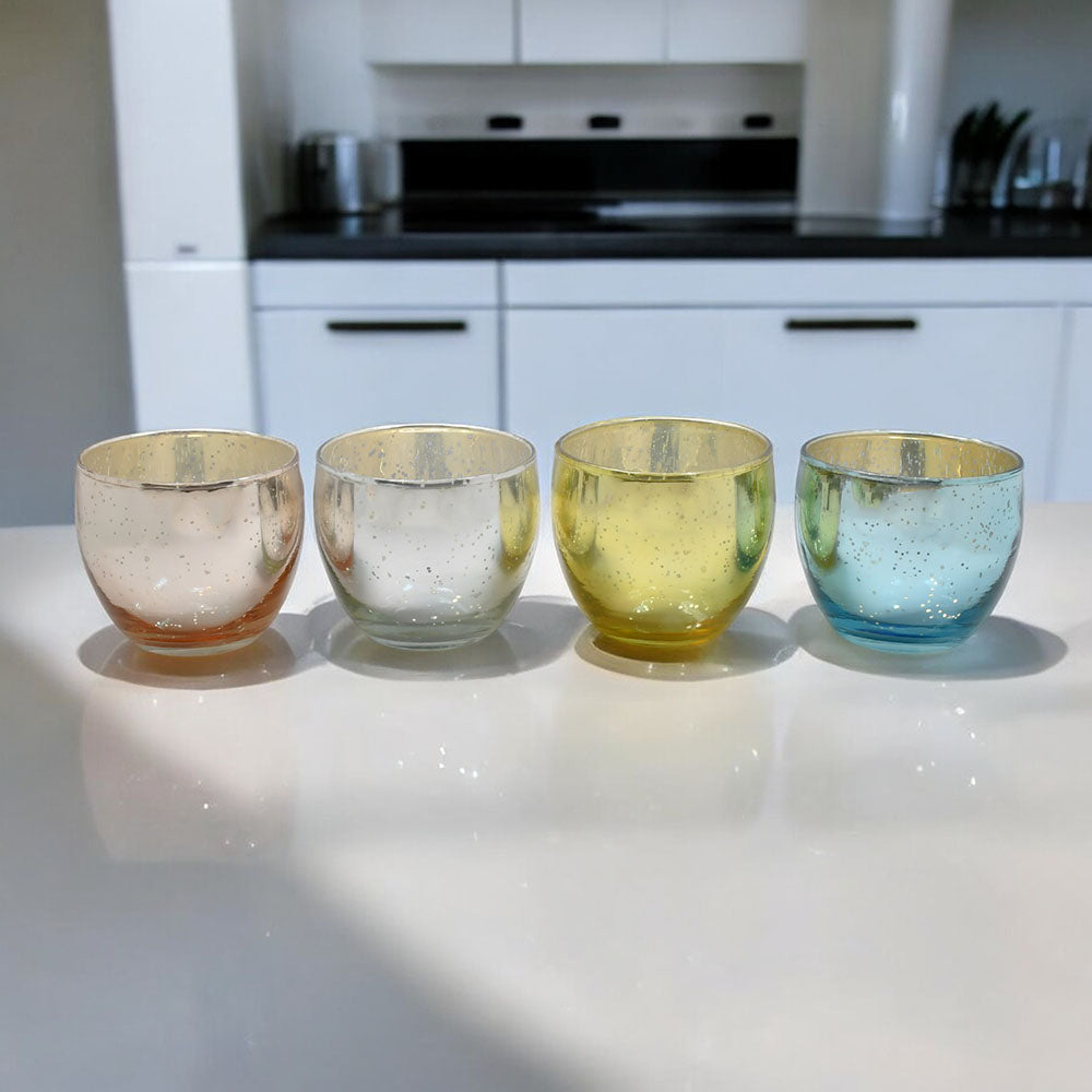 Mango Homes  Pretty Mercury Tealight Glass Candle Holder(Multicolour)Perfect for Home Decor