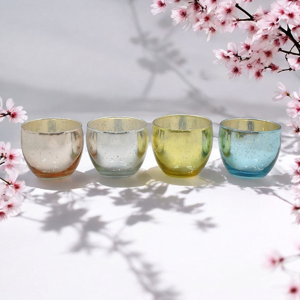 Mango Homes  Pretty Mercury Tealight Glass Candle Holder(Multicolour)Perfect for Home Decor