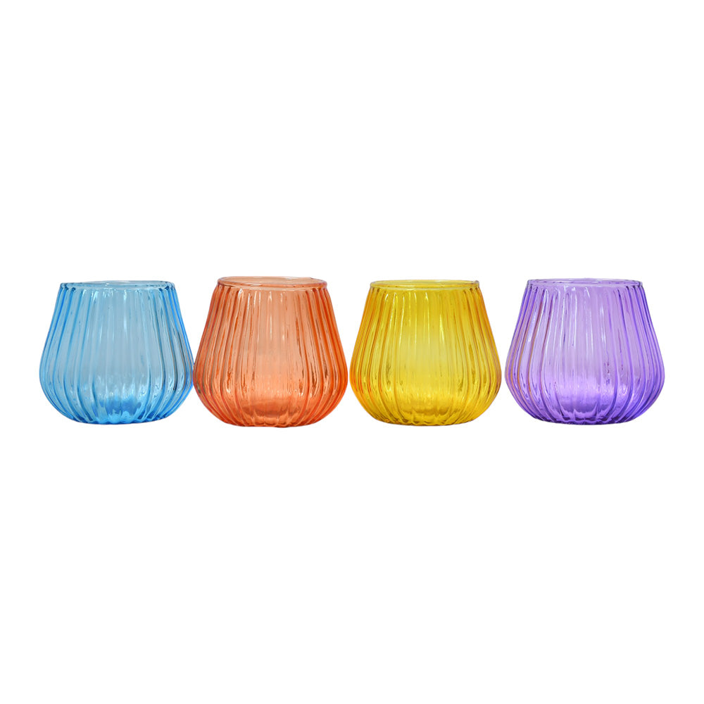 Mango Homes Artisanal Design Tealight Glass Candle Holder(Multicolour)Perfect for Home Decor