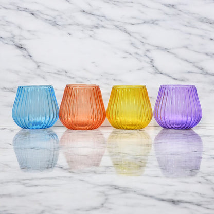 Mango Homes Artisanal Design Tealight Glass Candle Holder(Multicolour)Perfect for Home Decor