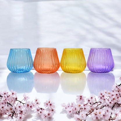 Mango Homes Artisanal Design Tealight Glass Candle Holder(Multicolour)Perfect for Home Decor