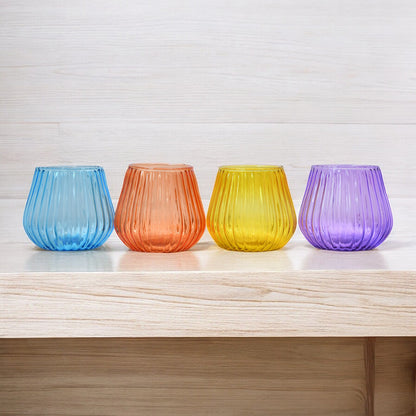 Mango Homes Artisanal Design Tealight Glass Candle Holder(Multicolour)Perfect for Home Decor