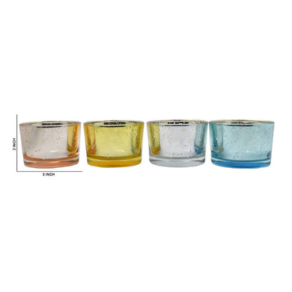 Mango Homes  Small Mercury Tealight Glass Candle Holder(Multicolour)Perfect for Home Decor